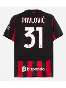 Muži Futbalové oblečenie AC Milan Strahinja Pavlovic #31 2025-26 Krátky Rukáv - Domáci
